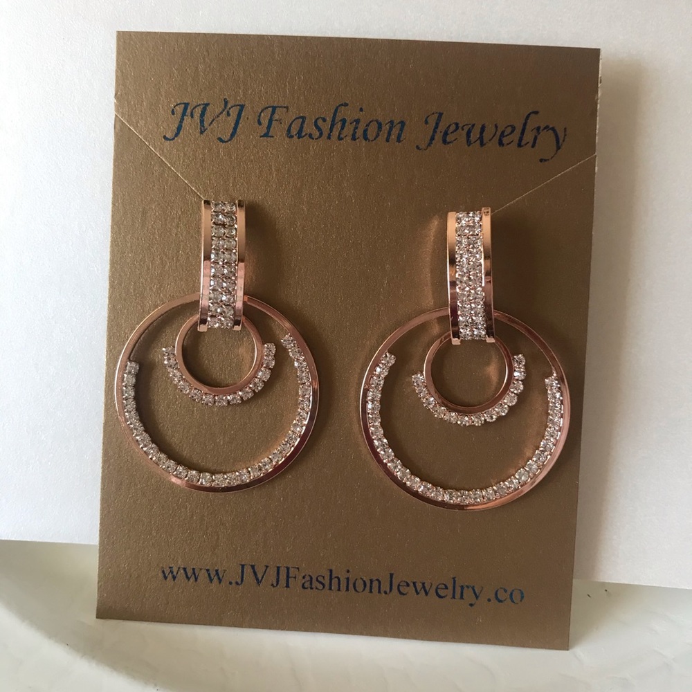 rose gold plated rhinestone earrings